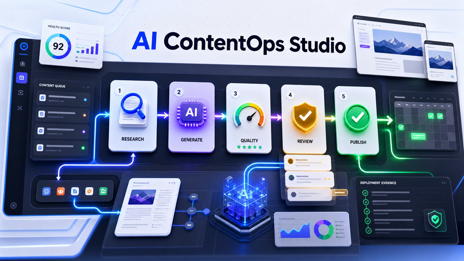 AI ContentOps Studio marketing cover for content governance workflow